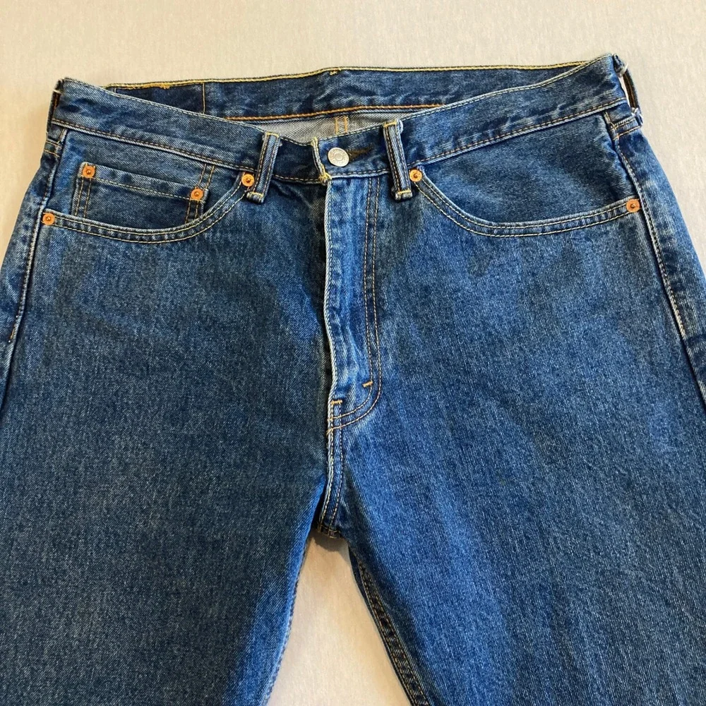 Levis 505 Jeans Mens 35x32 (Fit 33x31) Relaxed Fit Straight Leg Medium Wash Blue